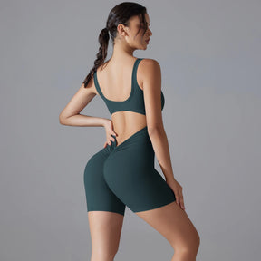 Macacão Esportivo New V Back Scrunch Feminino – Body Sem Mangas para Academia, Yoga e Treinos