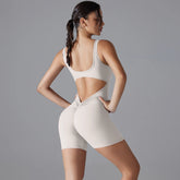 Macacão Esportivo New V Back Scrunch Feminino – Body Sem Mangas para Academia, Yoga e Treinos