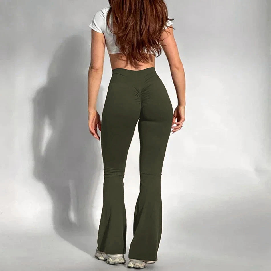 Calça Legging Flare Boca de Sino – Cintura Alta, Efeito Empina Bumbum, Compressão e Zero Transparência