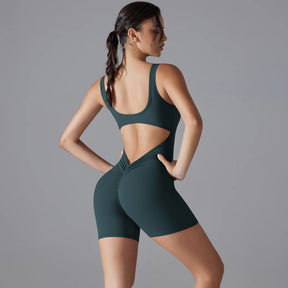 Macacão Esportivo New V Back Scrunch Feminino – Body Sem Mangas para Academia, Yoga e Treinos