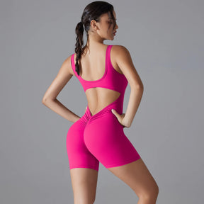 Macacão Esportivo New V Back Scrunch Feminino – Body Sem Mangas para Academia, Yoga e Treinos