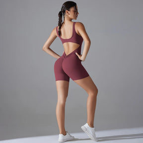 Macacão Esportivo New V Back Scrunch Feminino – Body Sem Mangas para Academia, Yoga e Treinos