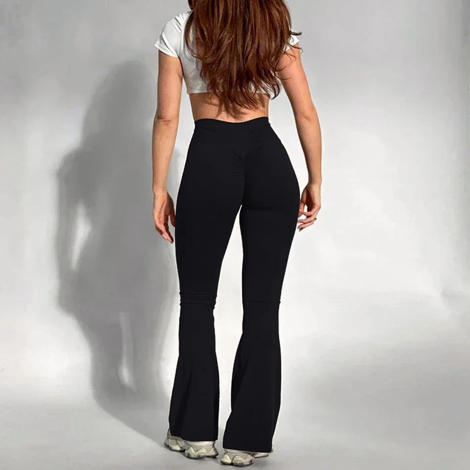 Calça Legging Flare Boca de Sino – Cintura Alta, Efeito Empina Bumbum, Compressão e Zero Transparência