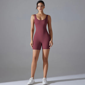 Macacão Esportivo New V Back Scrunch Feminino – Body Sem Mangas para Academia, Yoga e Treinos