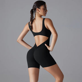 Macacão Esportivo New V Back Scrunch Feminino – Body Sem Mangas para Academia, Yoga e Treinos