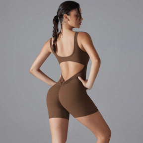 Macacão Esportivo New V Back Scrunch Feminino – Body Sem Mangas para Academia, Yoga e Treinos