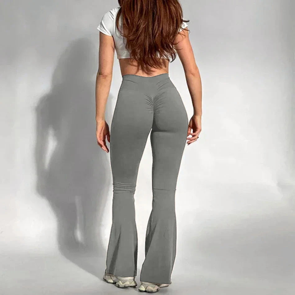 Calça Legging Flare Boca de Sino – Cintura Alta, Efeito Empina Bumbum, Compressão e Zero Transparência